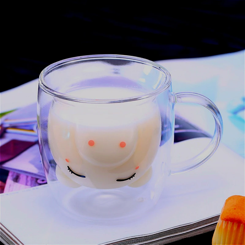 Cute double glass mug