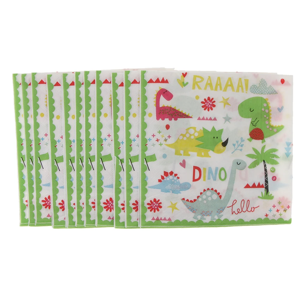 20 Pieces Lovely Cartoon Dinosaurs Napkin Birthday Party Table Decoration Kids Favorite DIY Paper Ornament 