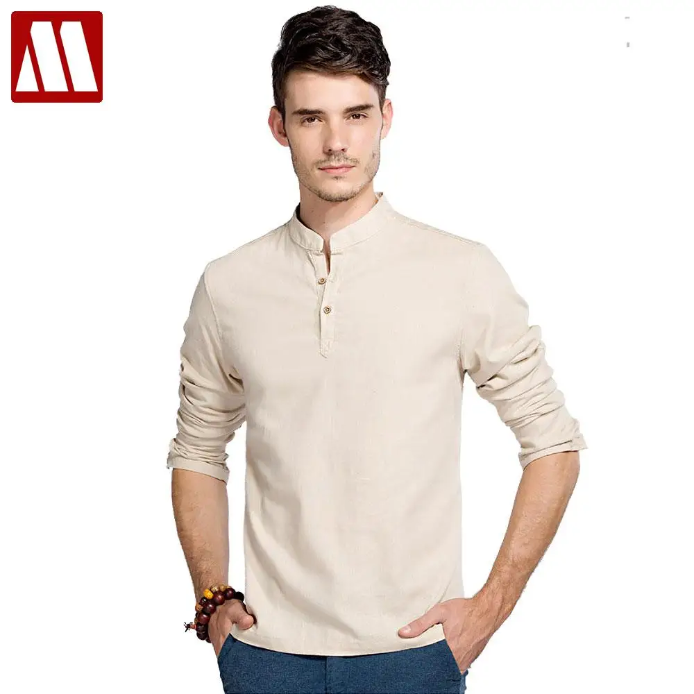 Casual Retro Shirts Men Cotton Linen Designer Brand Loose ...