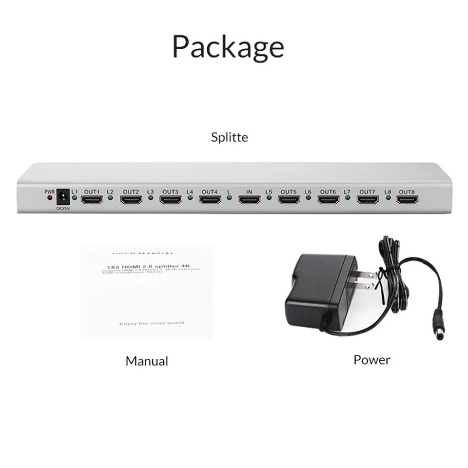 Unnlink HDMI Splitter 1X8 HDMI2.0 UHD 4K@60HZ HDCP