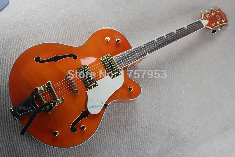 

Free Shipping Factory Custom Shop 2017 new Gret sch Falcon 6120 Semi Hollow Jazz Orange Electric Guitar Bigsby Tremolo 1 15