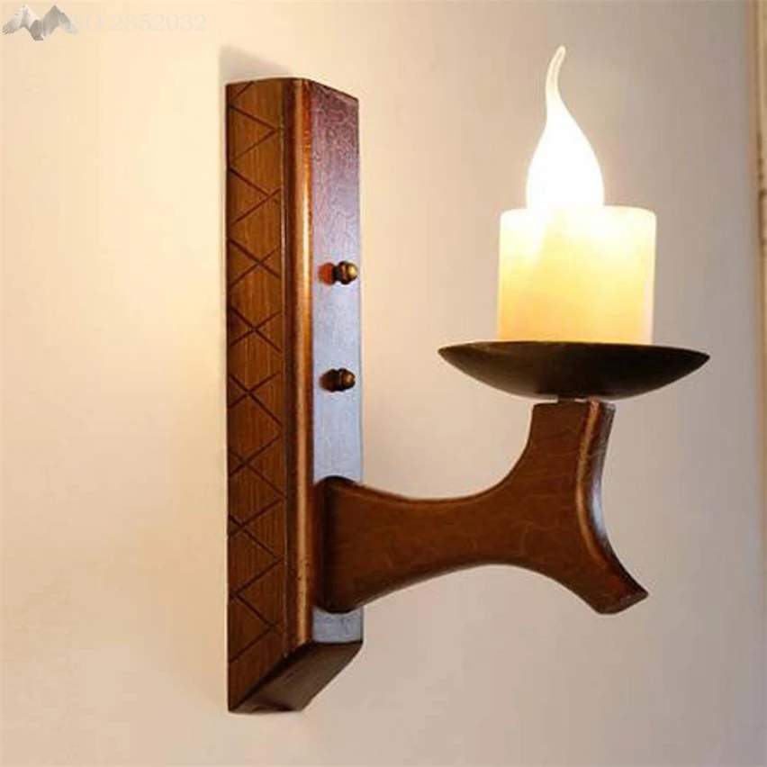 JW сплошное деревянное основание Мраморный Настенный светильник с абажуром старинная свеча настенная промышленная лампа в стиле ретро креативное Освещение Бра для ресторана - Цвет абажура: Черный