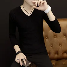 Осенняя и зимняя мужская v-образным вырезом сетки свитер с длинным рукавом подростков корейские облегающие человека Досуг вязать детей пуловер