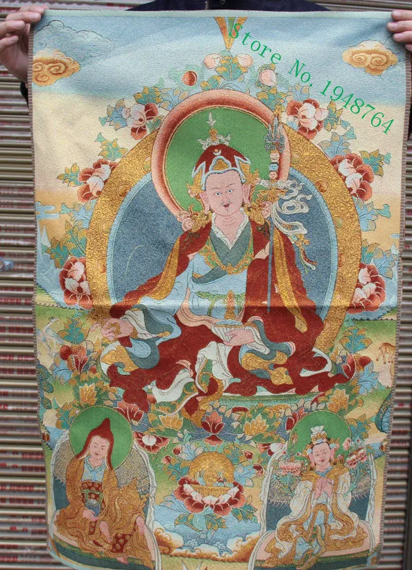 36 дюймов Тибетский шелк вышивка гуру Padmasambhava Ринпоче танка живопись танка Фреска