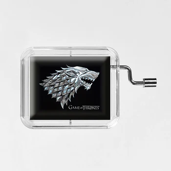 

2020 New Game of Thrones Hand Cranked glass photo transparent square music box Party 18 Notes Gift
