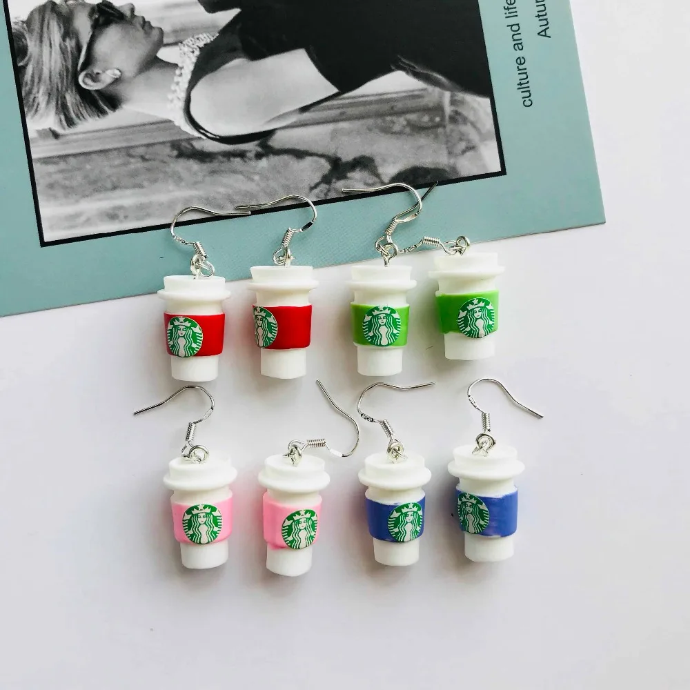 

Special statement earrings creative starbucks cap resin drop earrings cute outdoor interesting earrings women's jewelry 2018