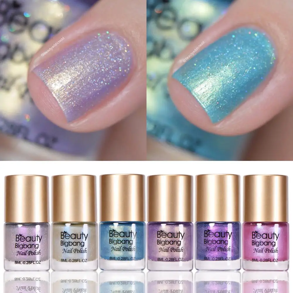 

BeautyBigbang 6 Bottles 8ml Pearl Mermaid Nail Polish Shiny Glitter Nail Lacquer Varnish Polish Manicure Tool Nail Art Polish