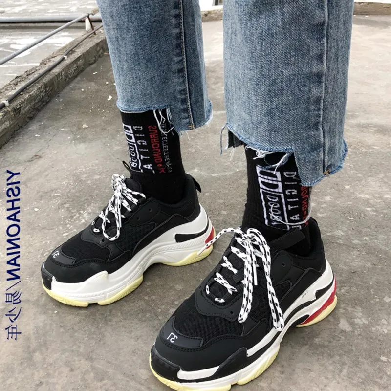 

Spring Chunky Sneakers Women 2019 Leather Mesh Platform Dad Sneakers Vulcanize Shoes Woman Trainers Basket Chaussures Femme