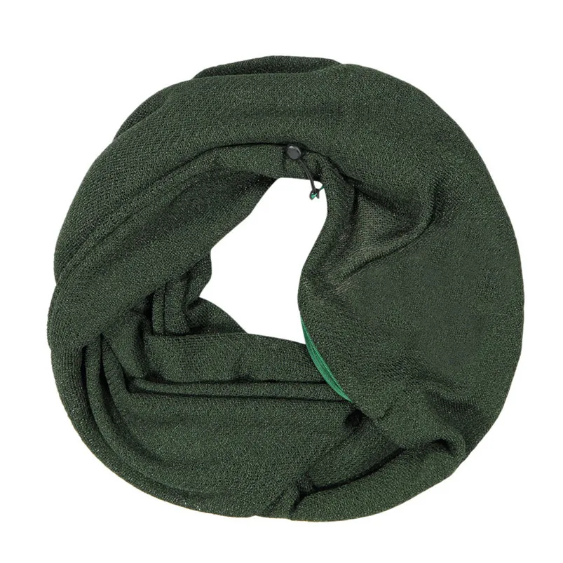 Unisex Winter Solid Wool Warm Loop Scarf Zippered Secret Pocket Shawl Ring Women Printing Scarf Bufanda de las mujeres R29 (13)