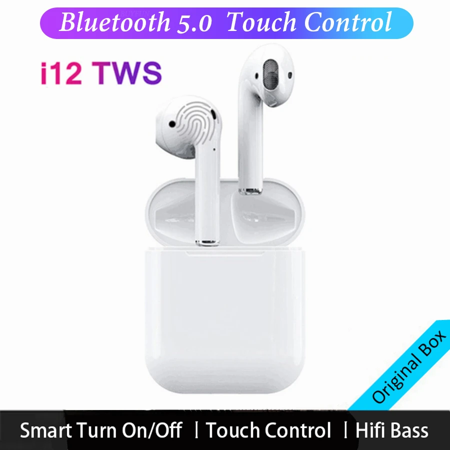 Беспроводные Bluetooth стерео наушники i12 TWS с сенсорным управлением для iPhone samsung Android