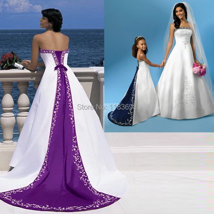 Лидер продаж, высокое качество, ТРАПЕЦИЕВИДНОЕ платье без бретелек длиной до пола, атласное вечернее свадебное платье с вышивкой, фиолетовое и белое выпускное платье
