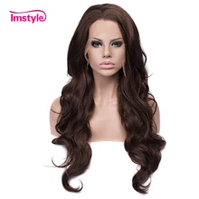 Imstyle Dark Brown Synthetic Lace Front Wig Long Wavy Wigs For Women Heat Resistant Fiber Natural Hairline Daily Cosplay Wig Imstyle Dark Brown Synthetic Lace Front Wig Long Wavy Wigs For Women Heat Resistant Fiber Natural Hairline Daily Cosplay Wig
