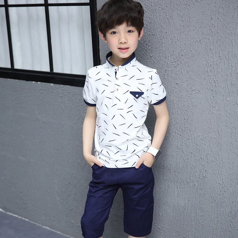 

Kids boys summer 2pcs set 2017 new baby boy clothing fashion short-sleeved T-shirt fifth pants suit 3/4/5/6/7/8/9/10/11/12/13/14