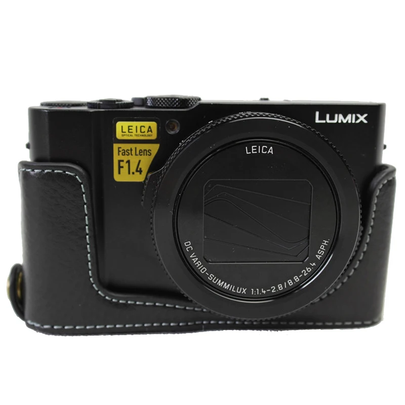 New Genuine Leather case Set Cover Camera Half Bag Bottom Case For Panasonic Lumix LX10 L X10