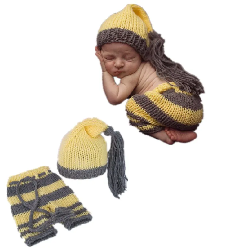 Manual knitting sweater baby yellow and gray collocation of clothes