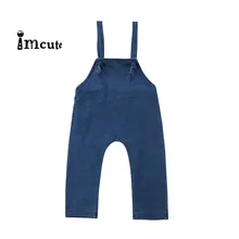 Летняя повседневная одежда для маленьких девочек с повязкой; джинсовые комбинезоны; комбинезоны