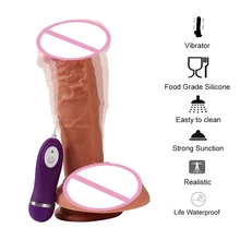 10 Frequency AV stick Realistic Big Cock Adult Sex Product Vibrating Penis Vibrator Rotation Vibration Dildo Sex Toys For Women