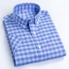 MACROSEA Men's Casual Shirts Leisure Design Plaid High Quality Men's Social Shirts 100% Cotton Short Sleeve Men's Shirts BLN 1