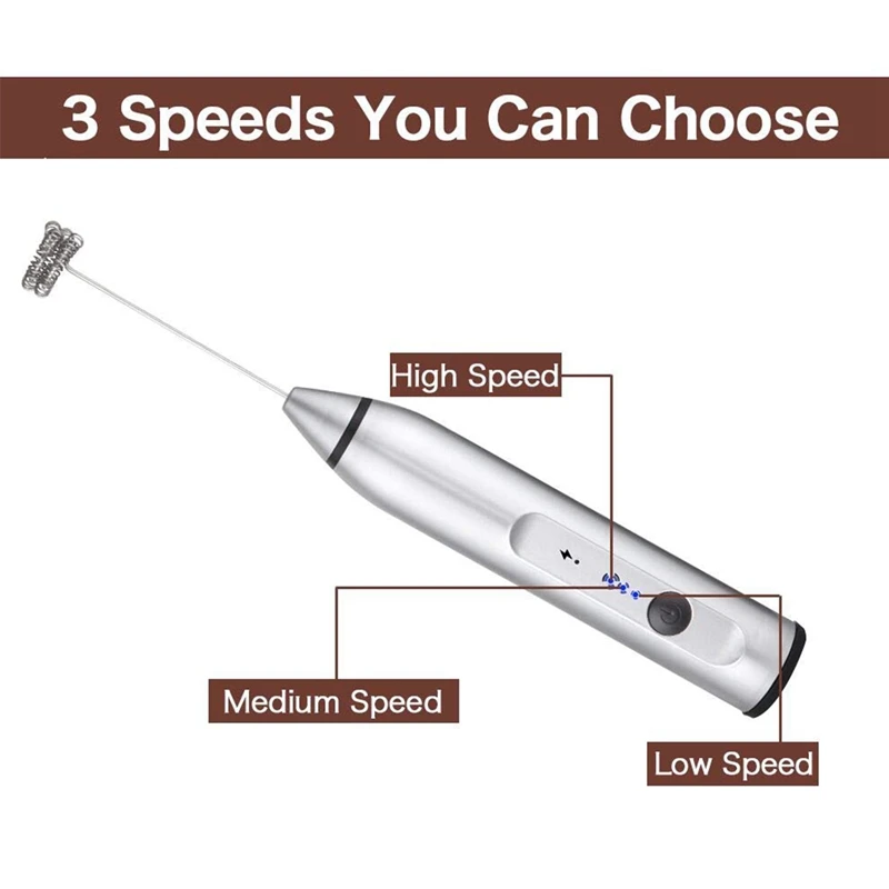 Перезаряжаемые Электрический молоковзбиватель с 2 веники рук Пенообразователь для Кофе, латте, капучино, горячий шоколад, D