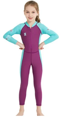 Гидрокостюм из лайкры для детей, костюм для дайвинга для мальчиков и девочек, купальный костюм с длинными рукавами, Детские гидрокостюмы, Рашгард - Цвет: Фиолетовый