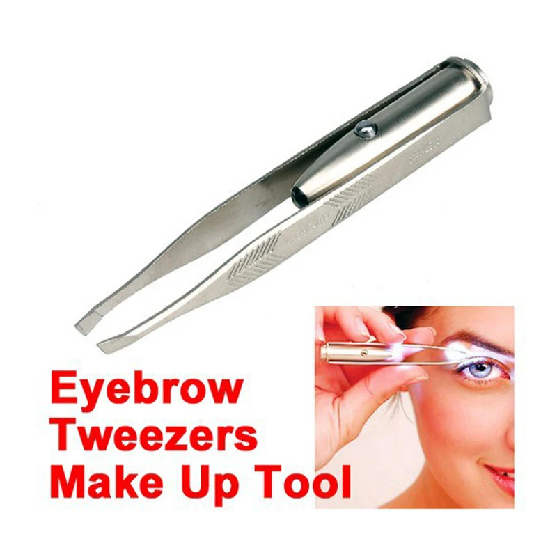 JIEFUXIN 1pc LED Tweezer+3 Batteries Eyelash Eyebrow Eyes Hair Remover