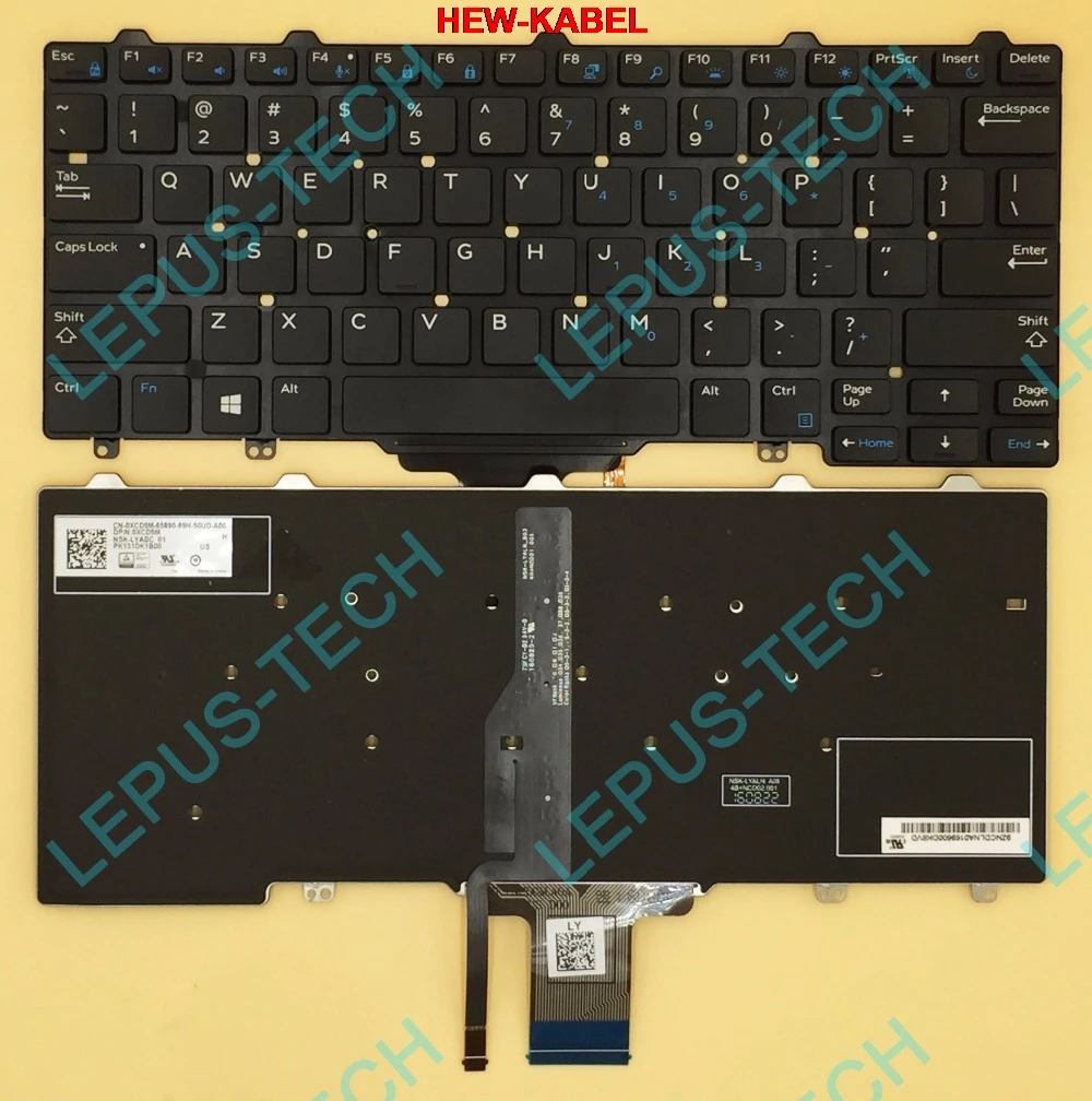 Оригинальная клавиатура США для DELL XPS 12 9250 E5250 3150 3160 клавиши с подсветкой 9Z.NCDBC.A01