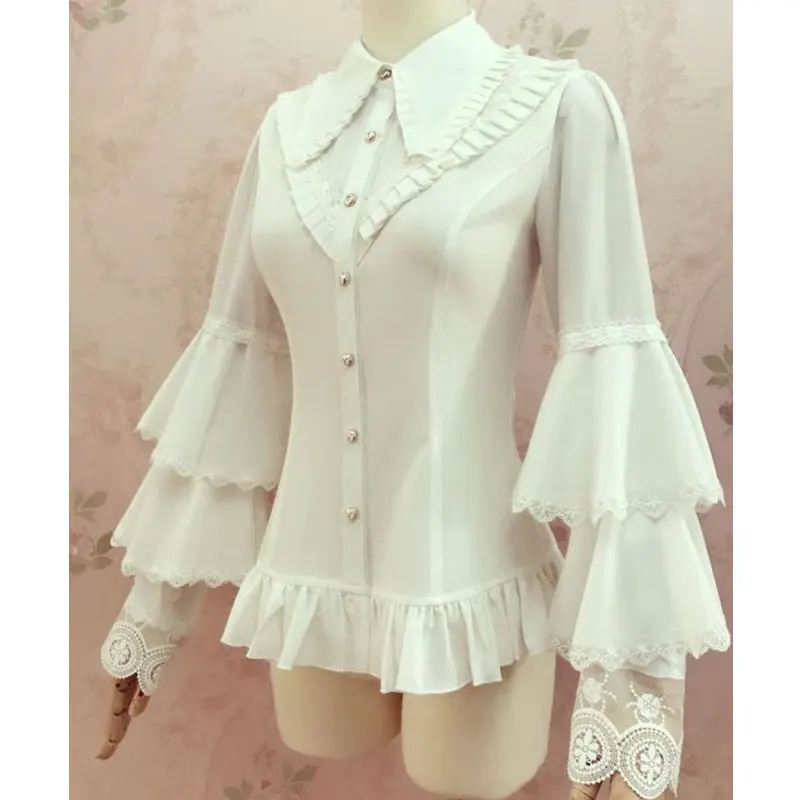 Sweet Women's Button Down Shirt Layered Flare