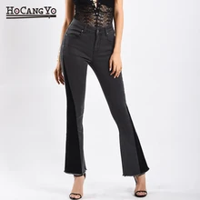 Модные женские джинсы с высокой талией черные вымытые винтажные брюки, джинсовые штаны женские уличные джинсы из хлопка брюки плюс размер