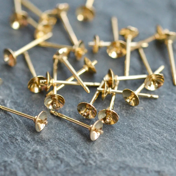 

PINJEAS 14K gold filling 3mm/4mm/5mm half-hole beads can be affixed to half-type earrings for diy jewelry findings