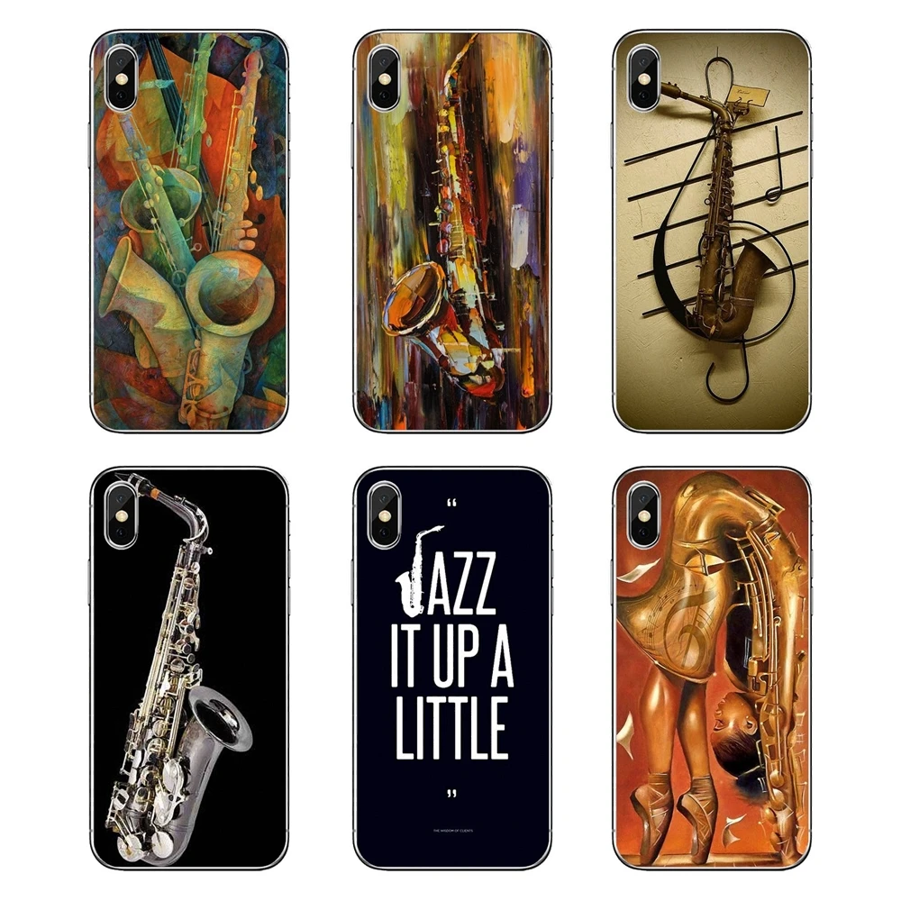 For Samsung Galaxy Note 8 9 S9 S10 A8 A9 Star Lite Plus A6S A9S Saxophone SAX Music jazz symbols Art Poster Silicone Phone Cases |