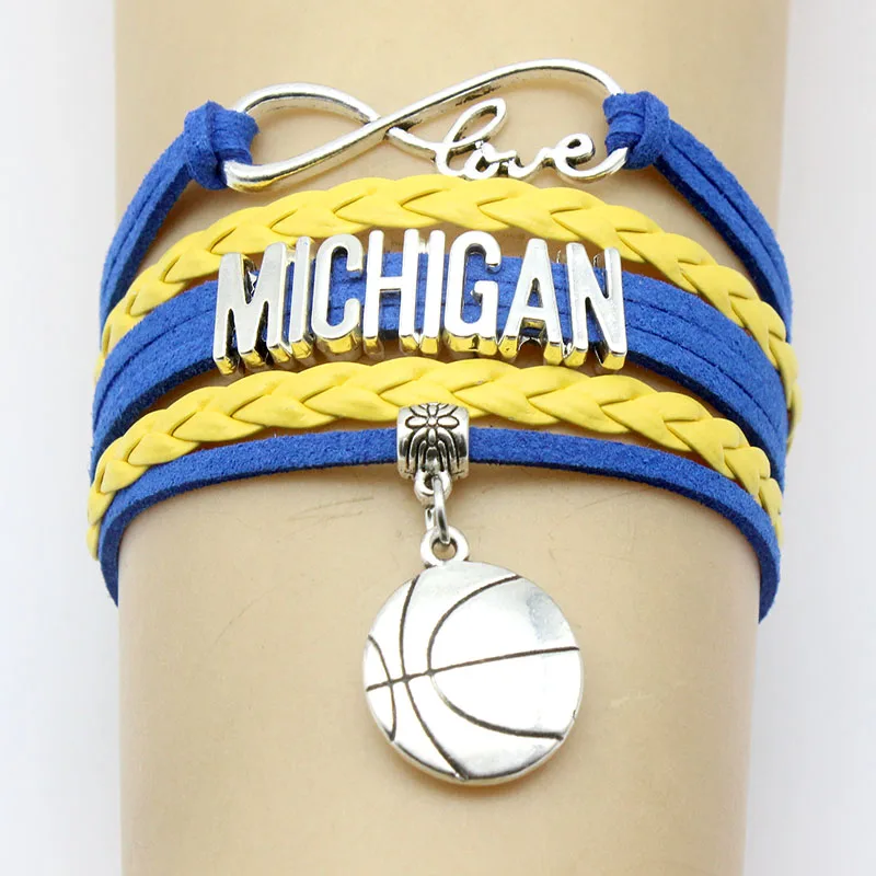 Баскетбольные браслеты Infinity Love MICHIGAN спортивный круглый подвесной амулет кожаный