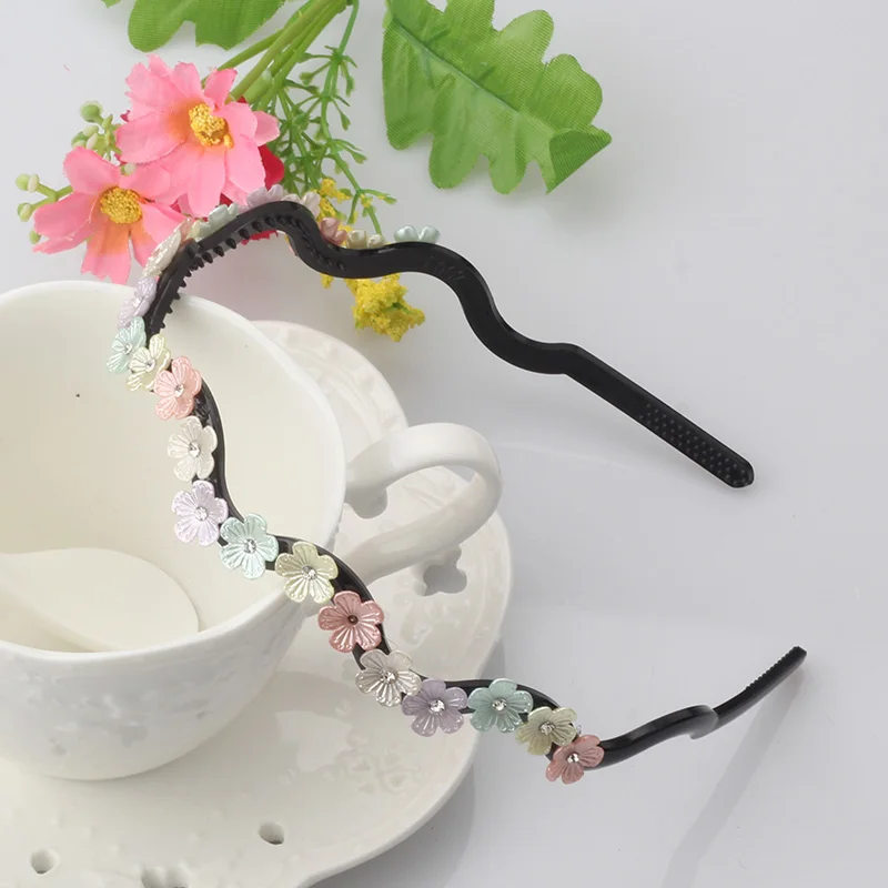 

C MISM Girls Floral Crystal Rhinestone Hair Bands For Women High Quality Hair Accessories Headbands Bow Headdress