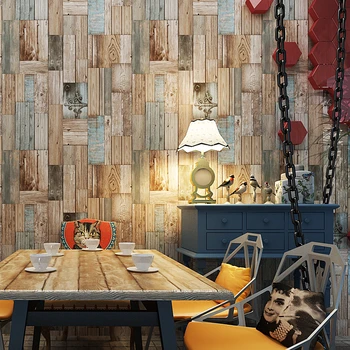 

Imitation Wood Grain 3D Wallpaper Bedroom Living Room Waterproof Retro Restaurant Background Wall Paper Roll