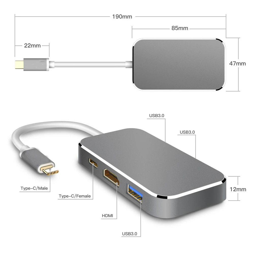 Адаптер USB 3 1 Type C к HDMI адаптер 0 4K цифровой av с множеством портов концентратор для