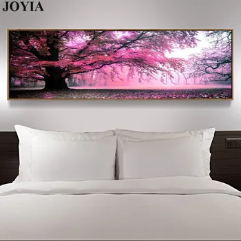 

Purple Tree Landscape Canvas Wall Art Large Size Big Trees Painting For Wedding Room Bedroom Wall Decoration 50x175cm