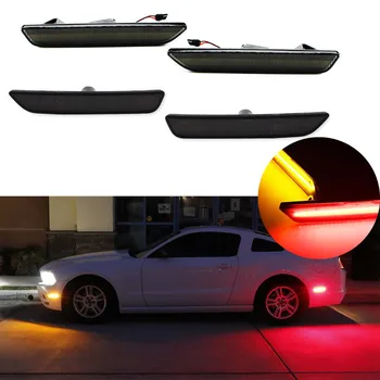 

For Car Mustang LED Amber/Red Full Side Marker Lights For 2010-2014 Ford Mustang front & Rear LED sidemarker lamps 12V Smoke Len