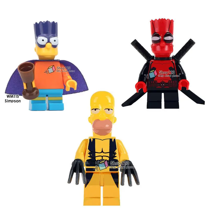 

Single Deadpool Wolverine Simpson Legoings Anime Cartoon Figures Sonic Pennywise Clown Brick Building Blocsk Children Toys Gift