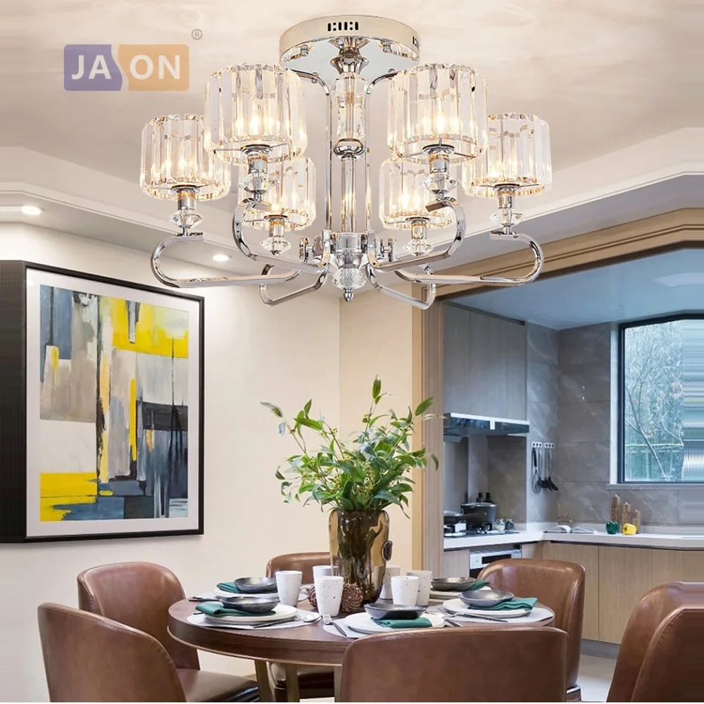 

led e14 Postmodern Iron Crystal Chrome Clear LED Lamp.LED Light.Ceiling Lights.LED Ceiling Light.Ceiling Lamp For Foyer Bedroom