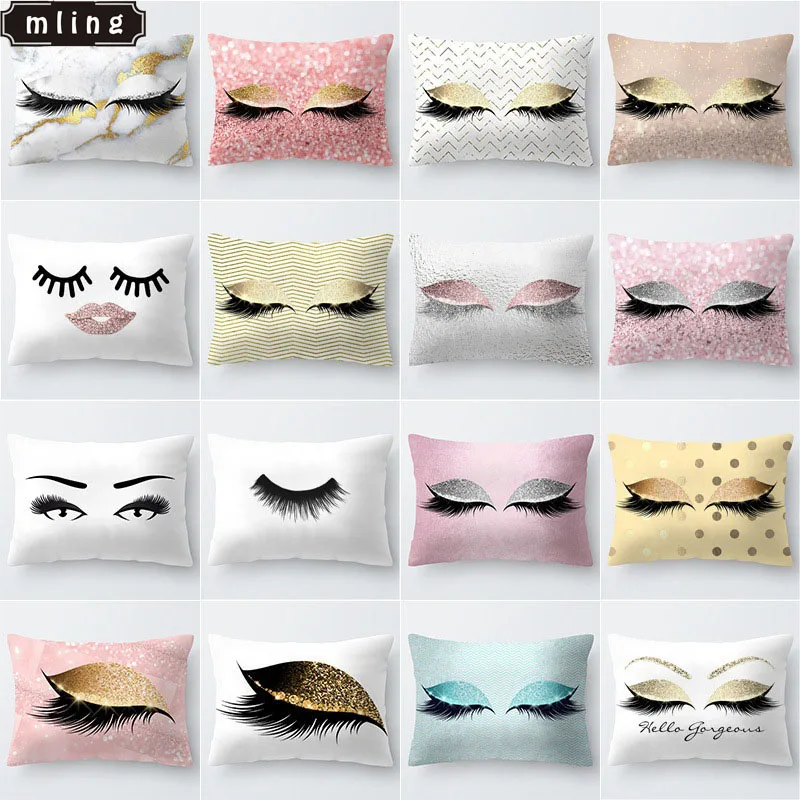 

mling 1PC 2019 New Creative Eyelash Polyester Pillow Case Waist Throw CushionCover Home