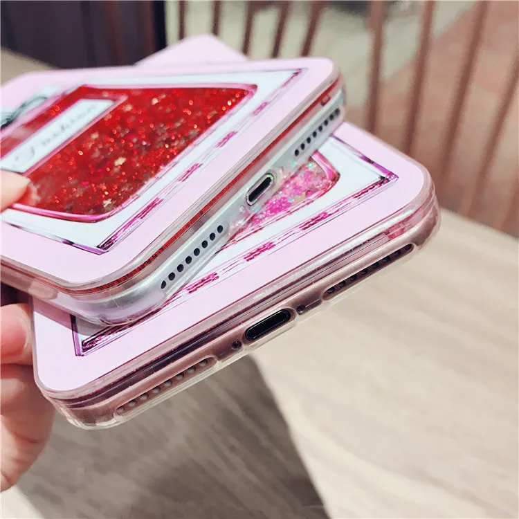 Case Perfume Bottle Embossed Mobile Phone Shell Transparent Soft all-inclusive For iPhone6s 7plus Liquid Sand Protection Cover   (3)
