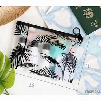 

leaf PVC Transparent Travel Cosmetic Bag Make Up Case Women Waterproof Makeup Beauty Wash Organizer Toiletry Storage Kit Box