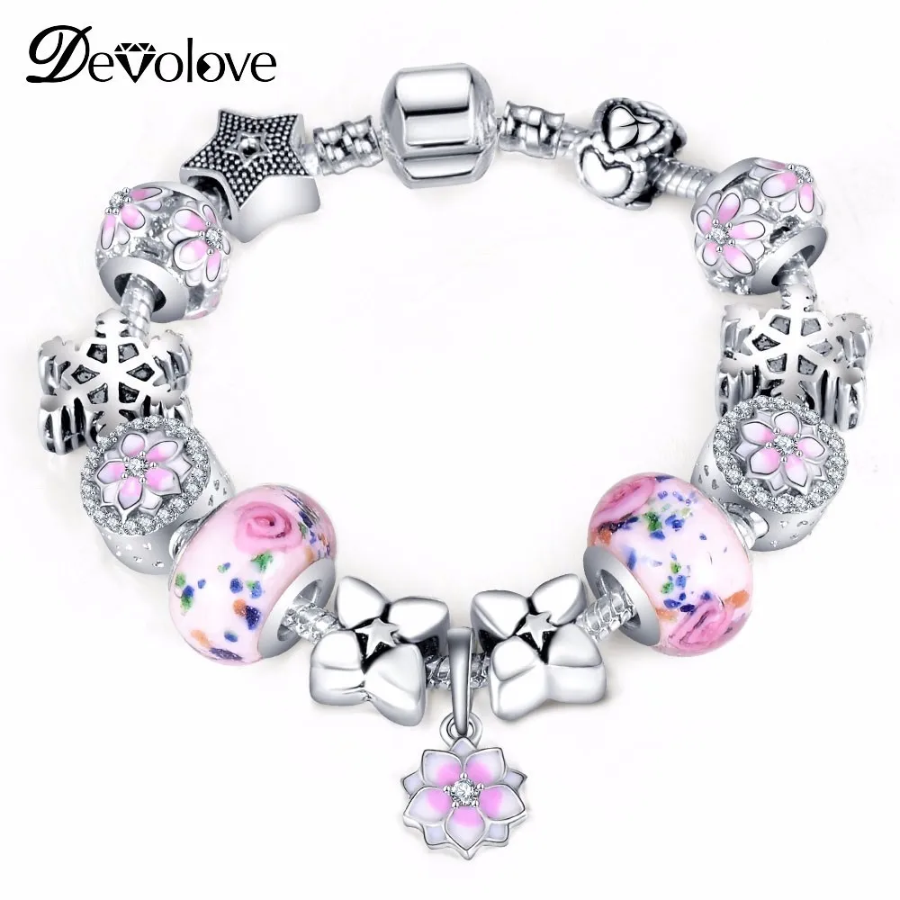 DEVOLOVE New Collection Bohemia Bracelets &amp Bangles Multicolor Enamel Flower Beads Bracelet Original Women 211 Dropshipping | Украшения