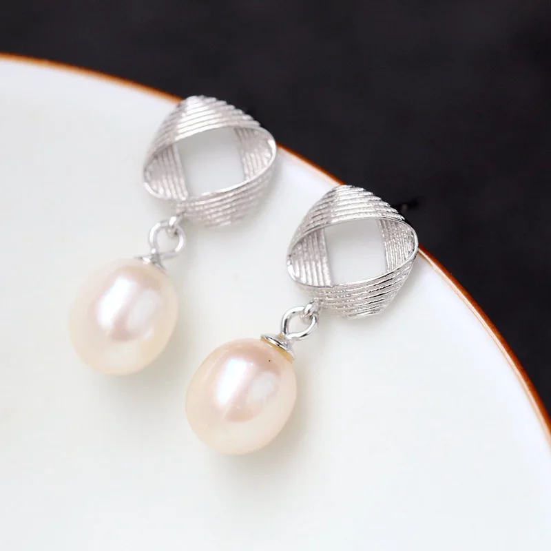 

925 sterling silver earrings Handmade with natural pearl earrings