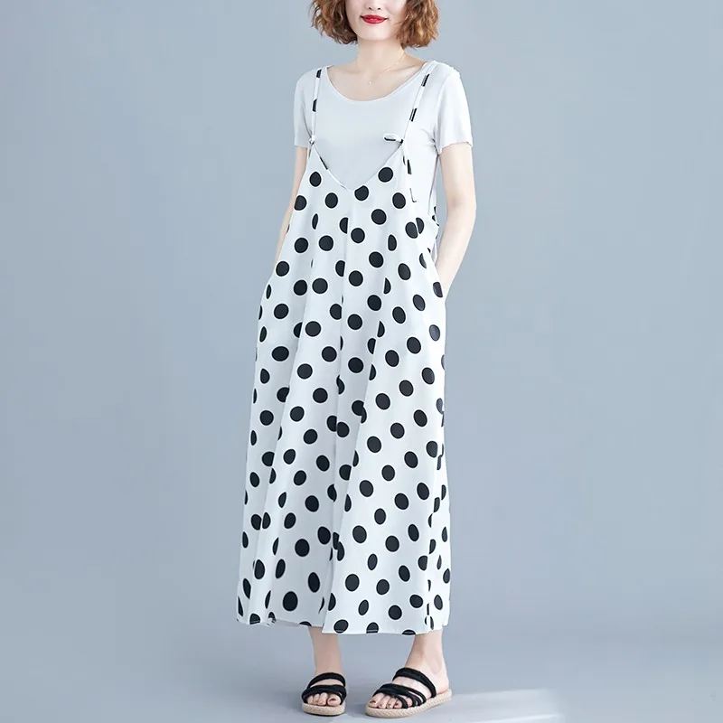 black and white polka dot overalls