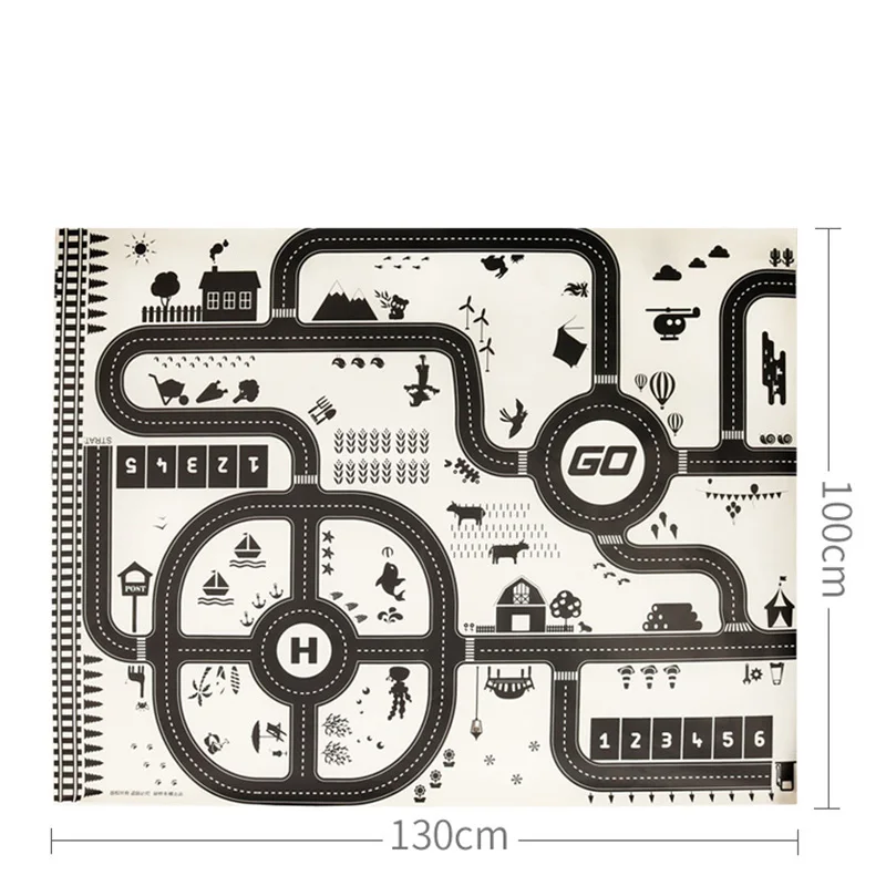 130*100 см портативный игровой коврик для дорожного движения, шоссе, трассы, городская сцена, модель автомобиля, игрушечный игровой коврик, интерактивный развивающий коврик для ползания - Цвет: Map015