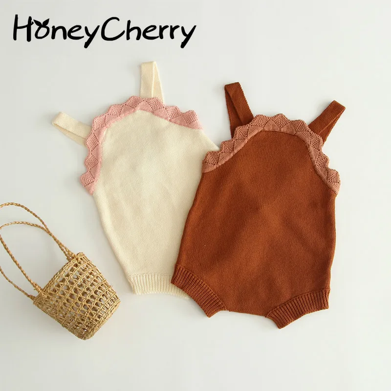 

Autumn Newborn Bodysuits Infants Knitted Woolen Jumpsuit Cute Toddler Baby Girl Floral Bodysuit Rompe Baby Girl Bodysuit