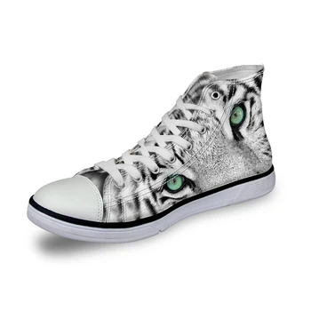 

FORUDESIGNS Leisure Men Shoes High-top Male Animal Tiger Head Printing Canvas Shoes Comfort Teen Boys Flat Walking Shoes Plus