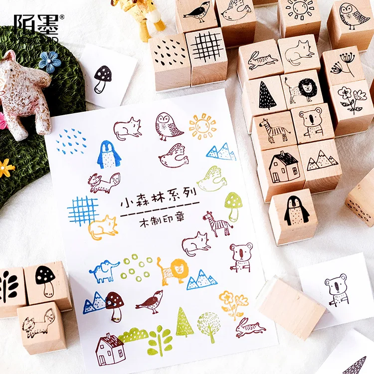 

Multiple Design Forest Trees Animals Wood Rubber Stamp Set For Diy Craft Card And Scrapbooking