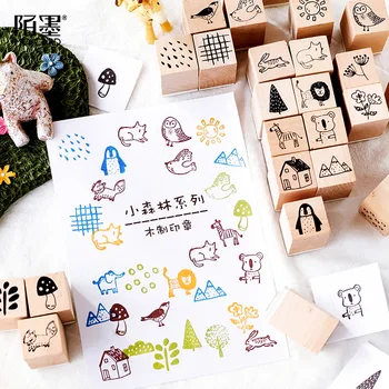 

Multiple Design Forest Trees Animals Wood Rubber Stamp Set For Diy Craft Card And Scrapbooking