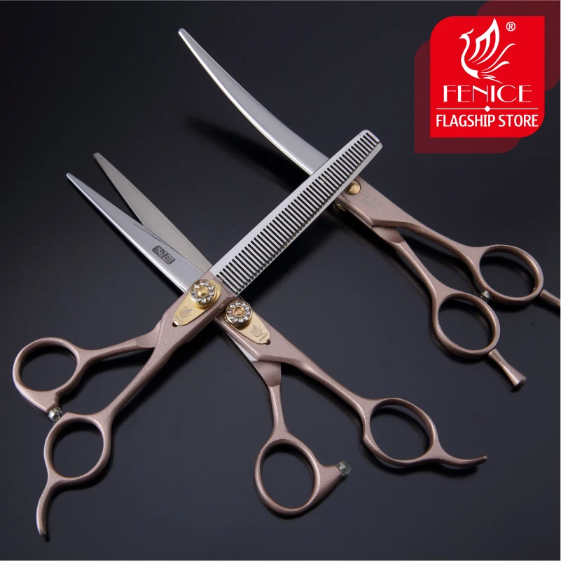 7.0/7.5/8.0 Professional Dog Grooming Scissors Cutting Straight Curved Thinning Shears Set Kit For Pomeranian dog grooming scissors dog grooming scissors kit